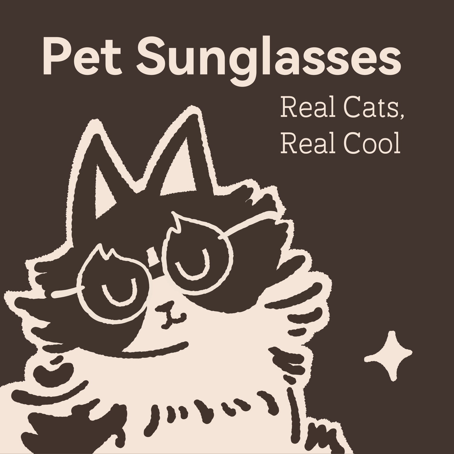 Cat wearing round sunglasses—cool and camera-ready pet accessory.