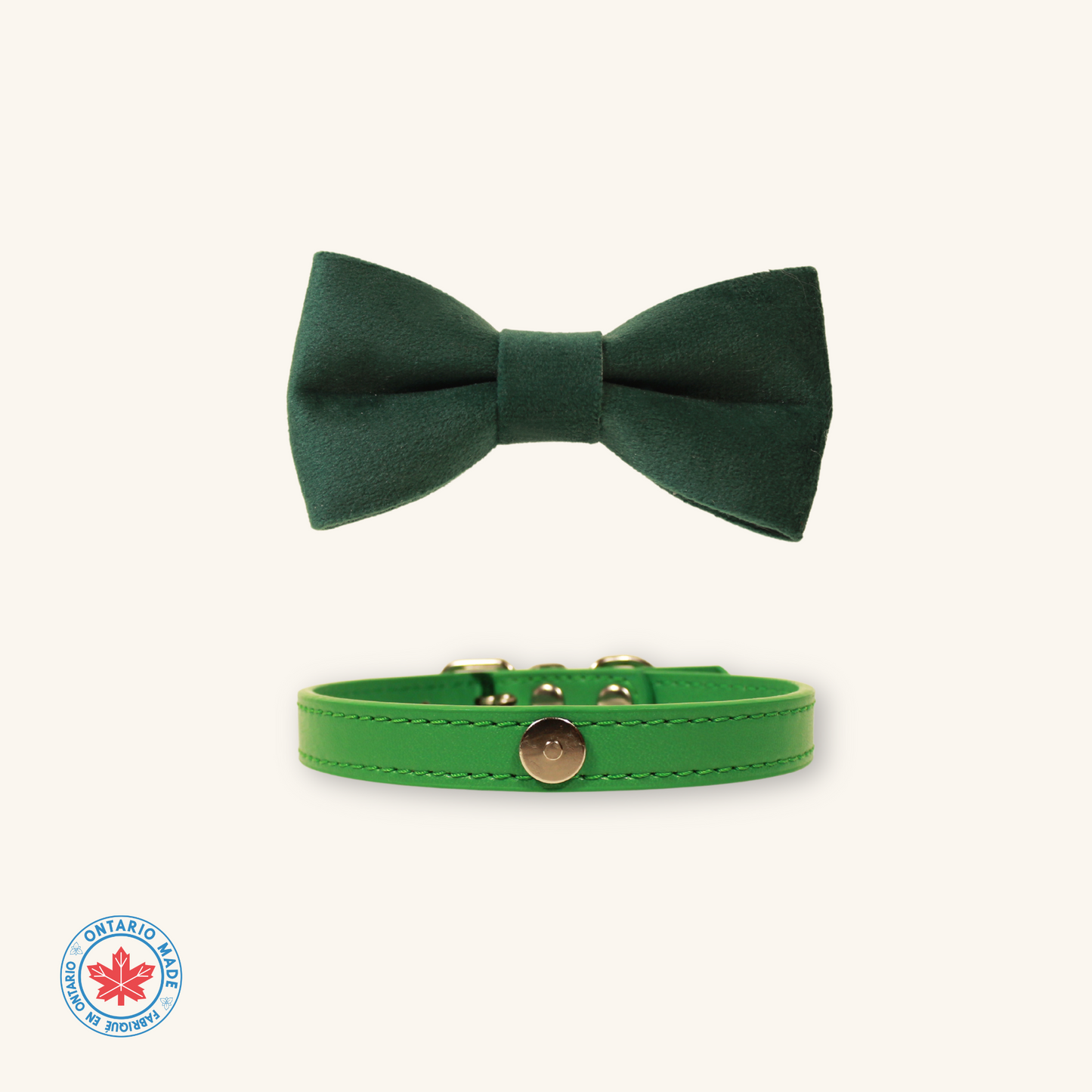 Modular Cat Collar with Green Velvet Bow