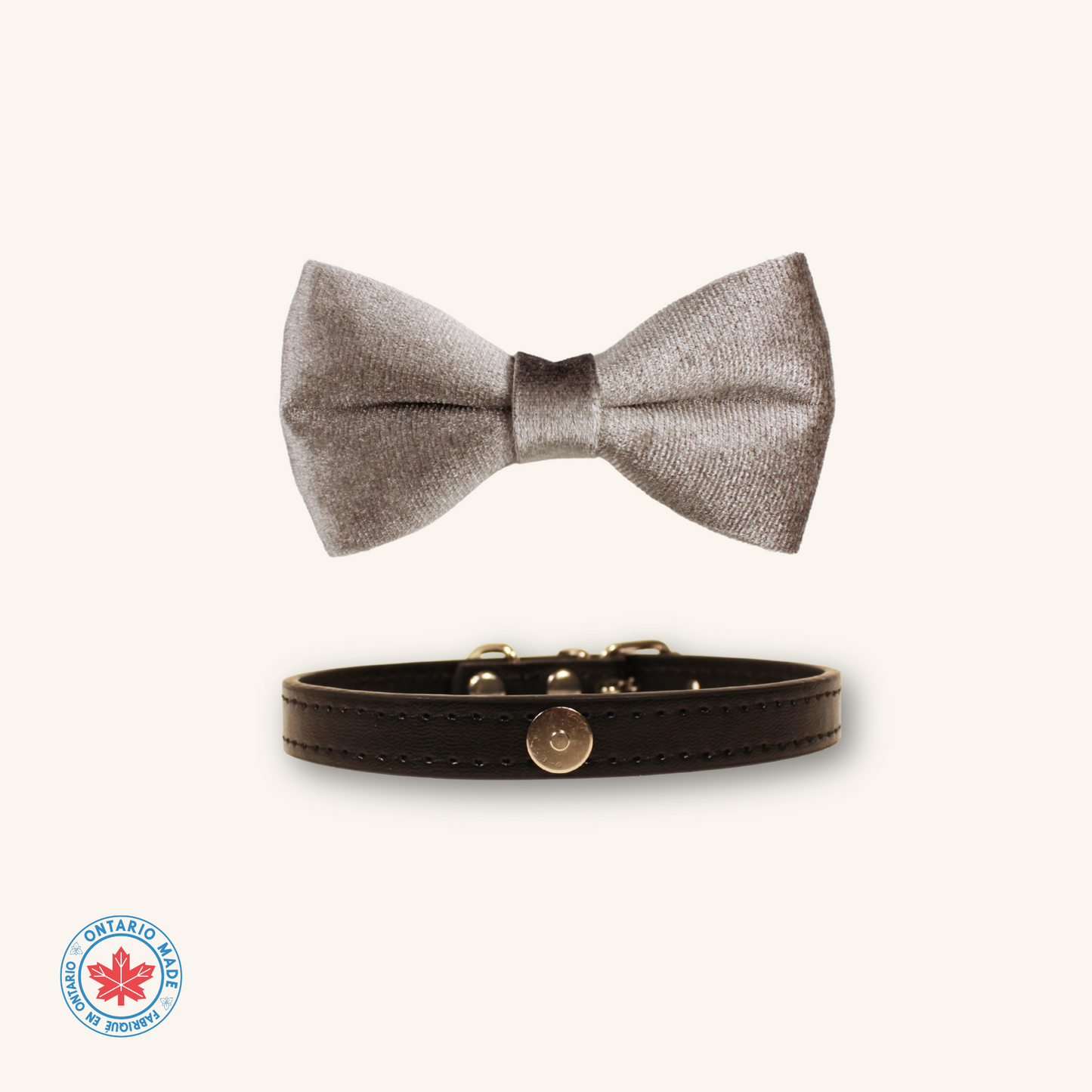 Modular Cat Collar with Shimmery Gray Velvet Bow
