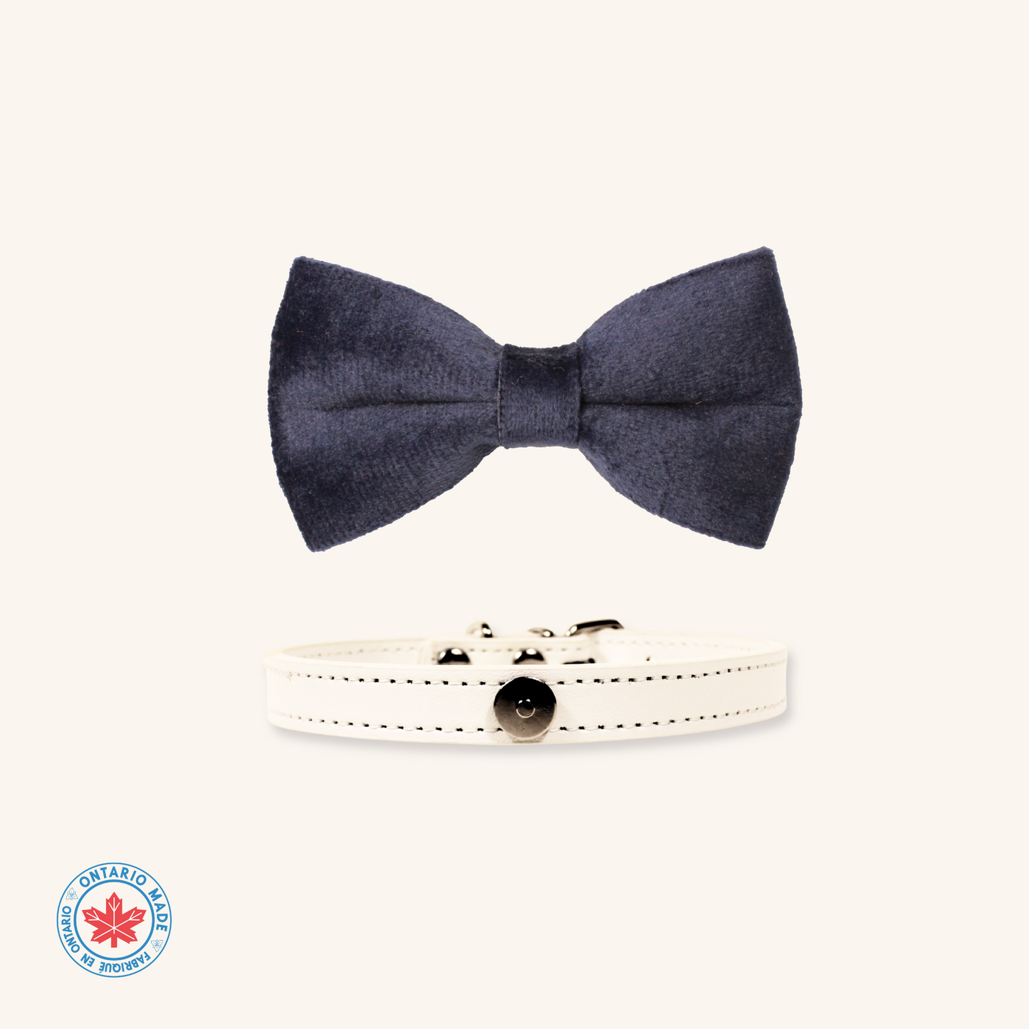 Modular Cat Collar with Deep Midnight Blue Velvet Bow