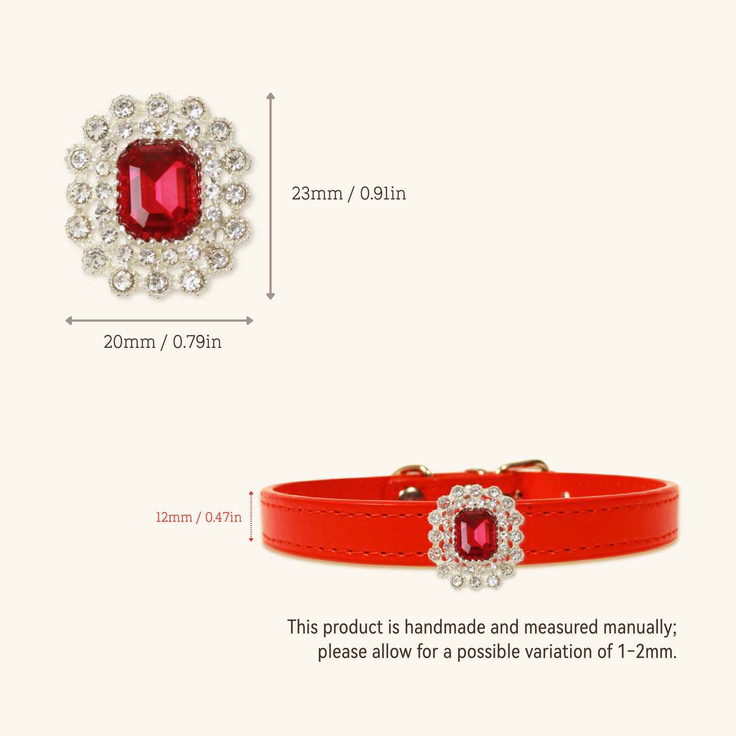 Red Luxury Cat Collar with Halo Gem Charms