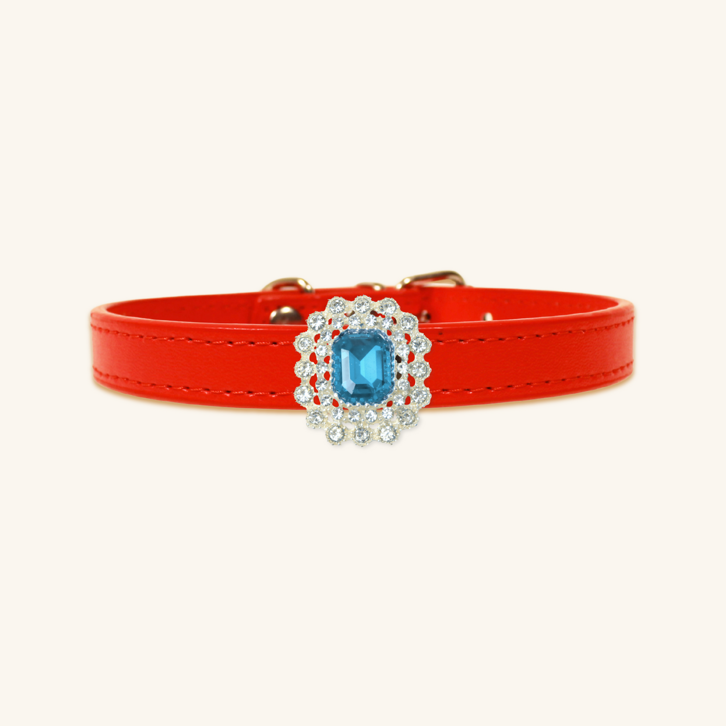 Red Luxury Cat Collar with Halo Gem Charms