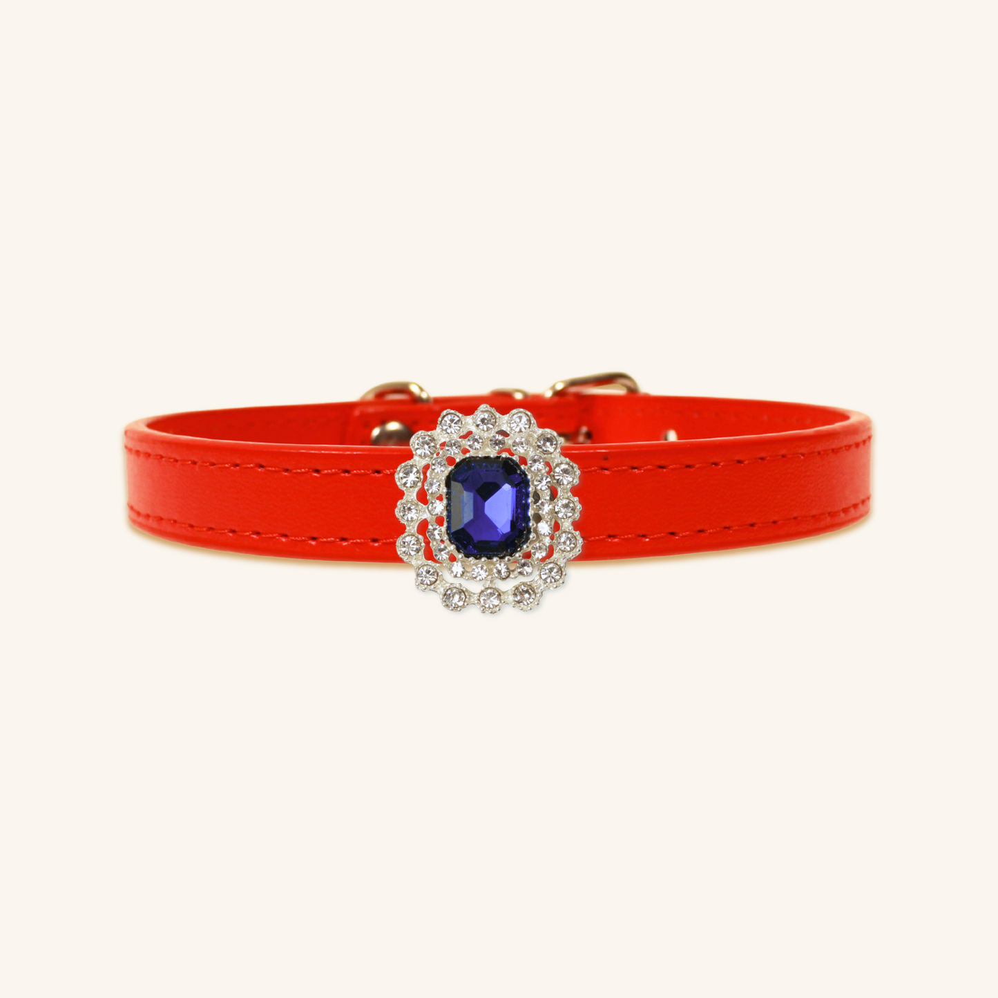 Red Luxury Cat Collar with Halo Gem Charms
