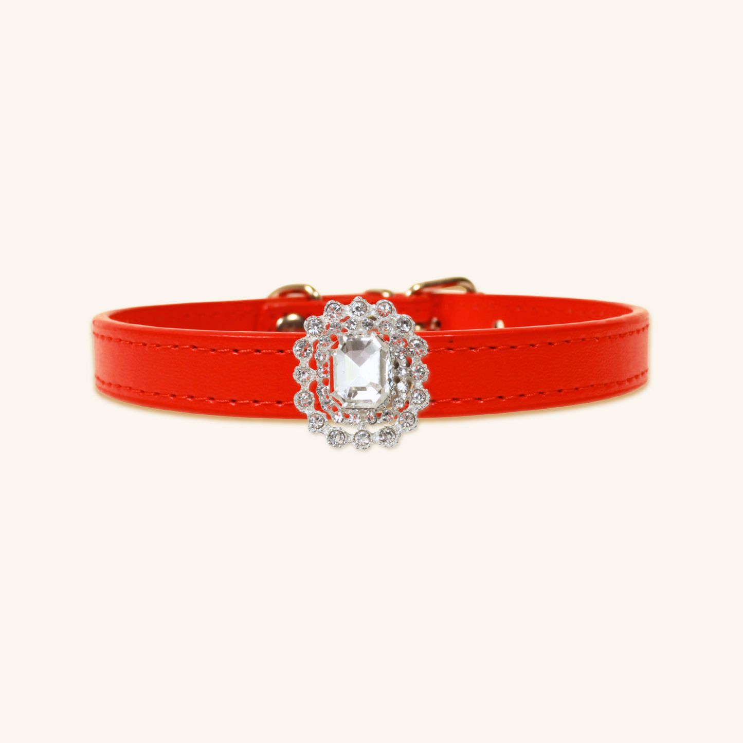 Red Luxury Cat Collar with Halo Gem Charms