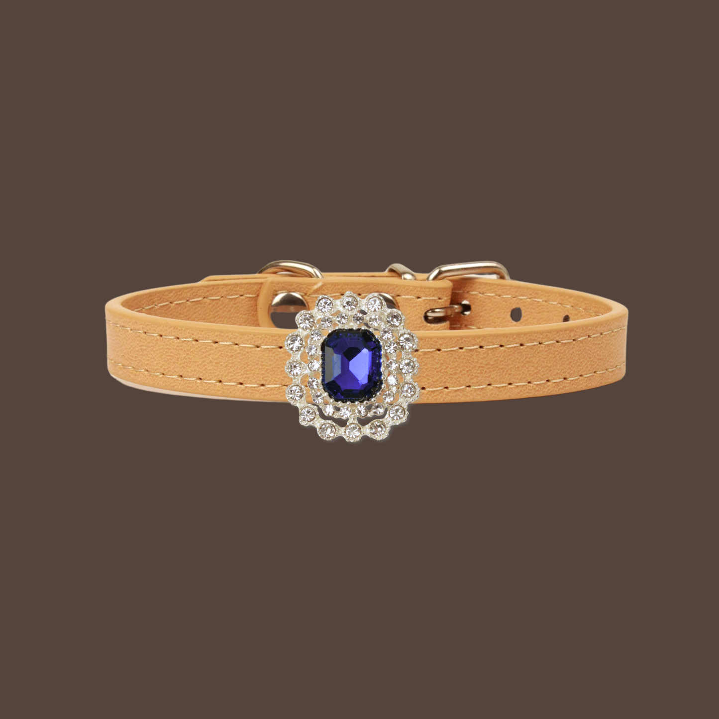 Beige Luxury Cat Collar with Halo Gem Charms