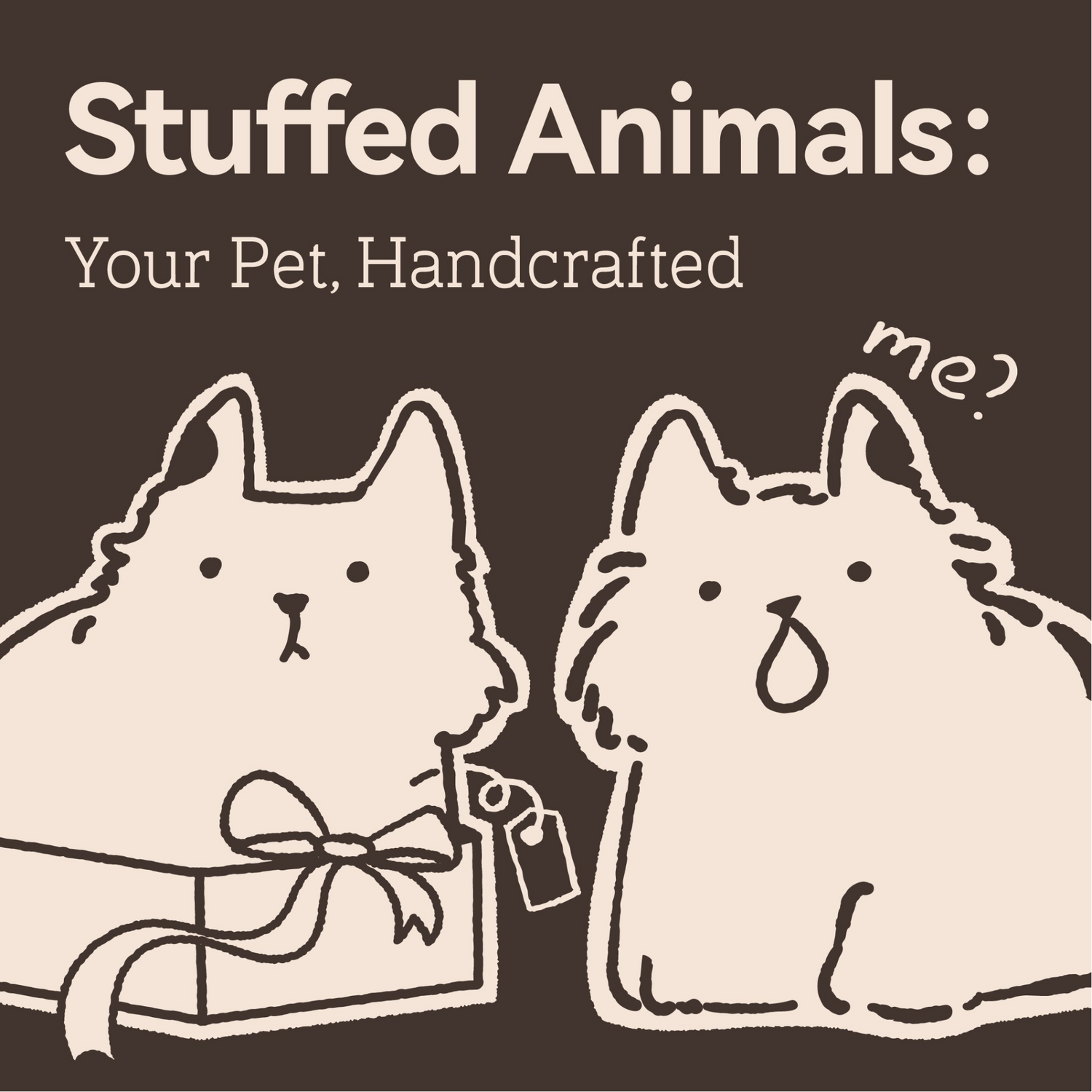 Cat staring at its handcrafted lookalike—custom stuffed animal keepsake.
