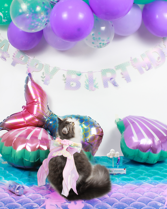 Mermaid Purple Fantasy - Cat and Dog Birthday Party Kit