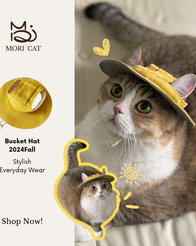 Japanese Style Sunny Paws Denim Bucket Hat for Pets