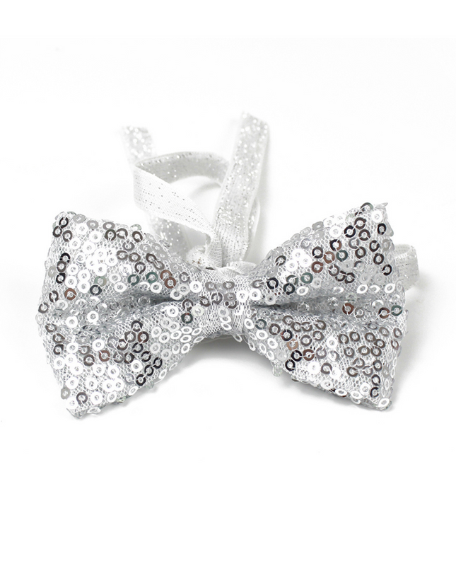 Silver Sequins Bow Tie for Pets