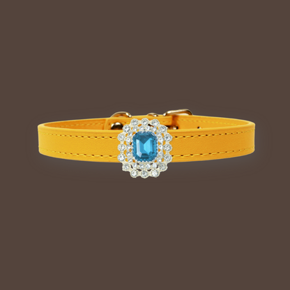 Yellow Luxury Cat Collar with Halo Gem Charms