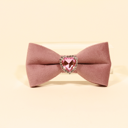 Modular Cat Collar with Light Pink Velvet Bow and Zircon Shine