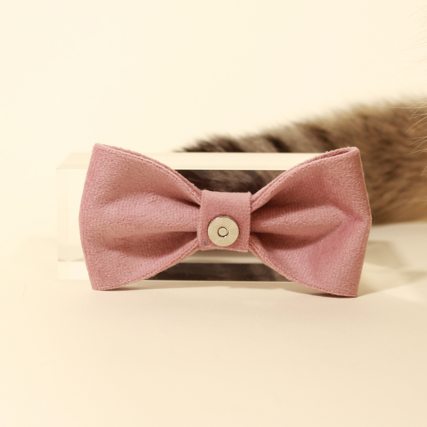 Modular Cat Collar with Light Pink Velvet Bow and Zircon Shine