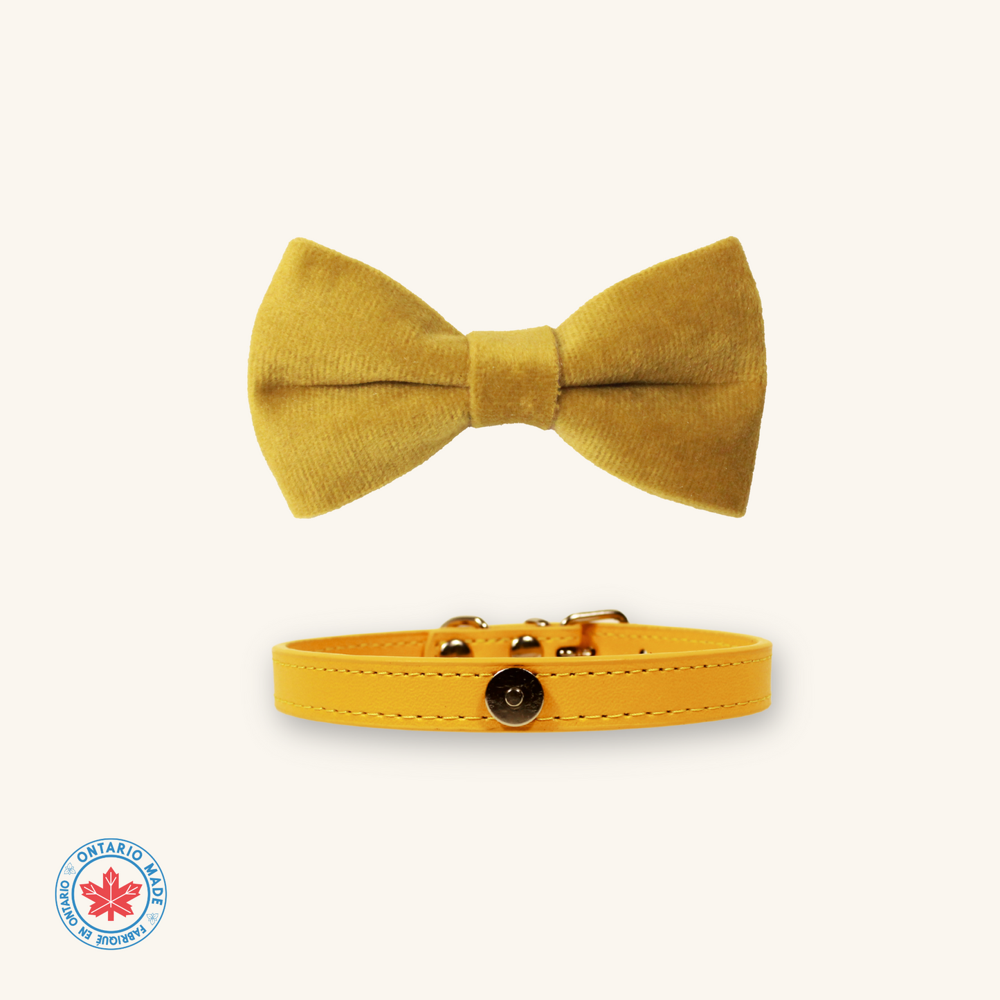Modular Cat Collar with Mustard Yellow Velvet Bow
