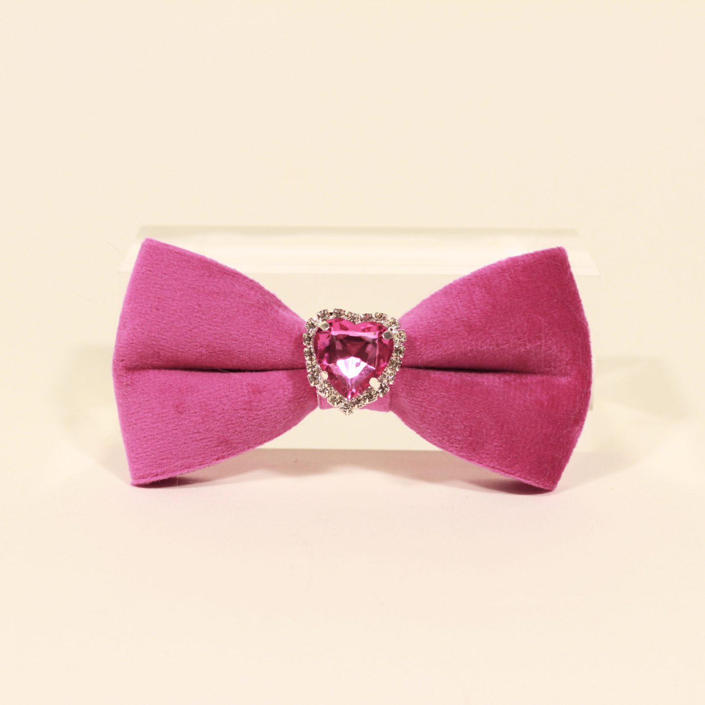 Modular Cat Collar with Bright Pink Velvet Bow and Zircon Shine