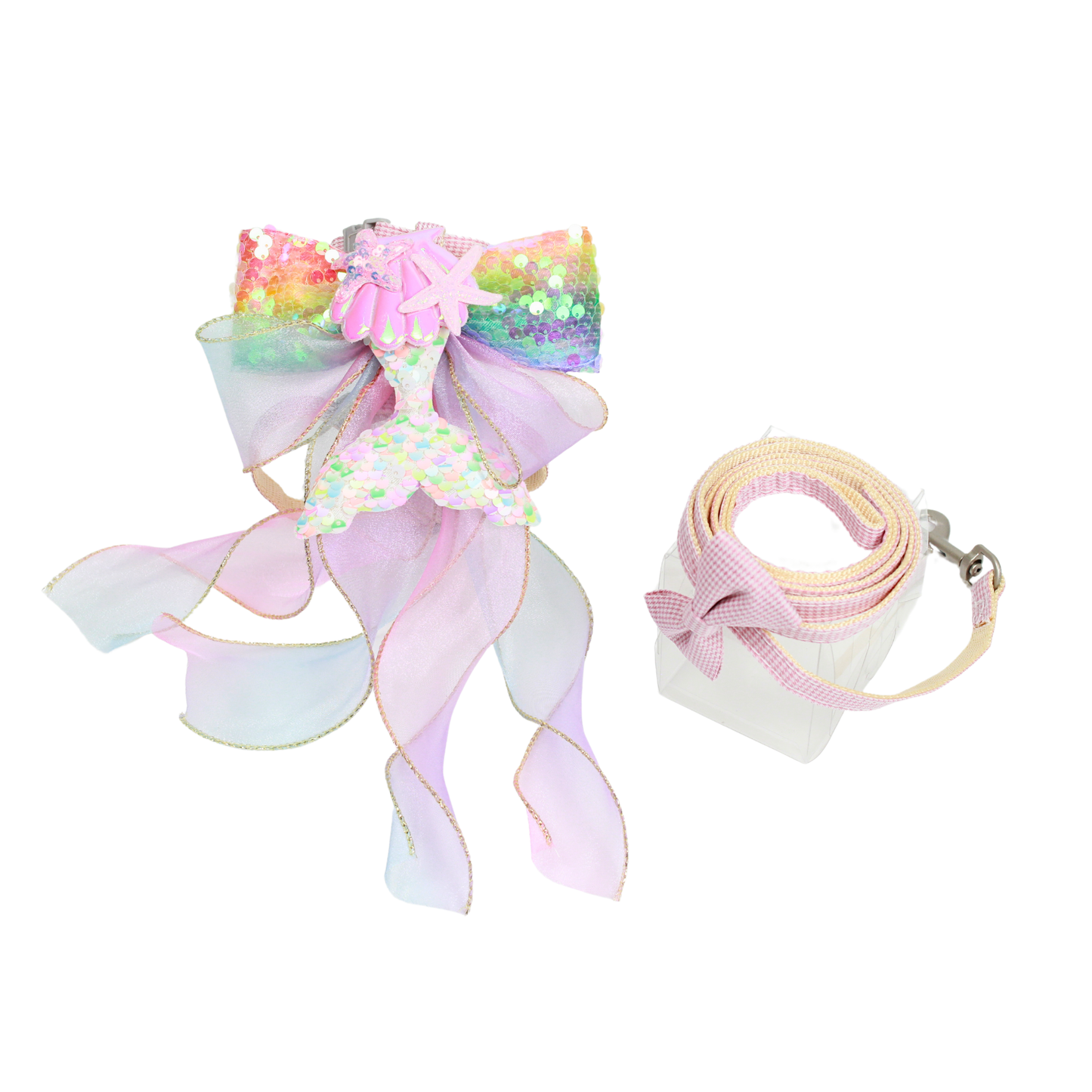Mermaid Ribbon Leash with Adjustable H-Style Harness