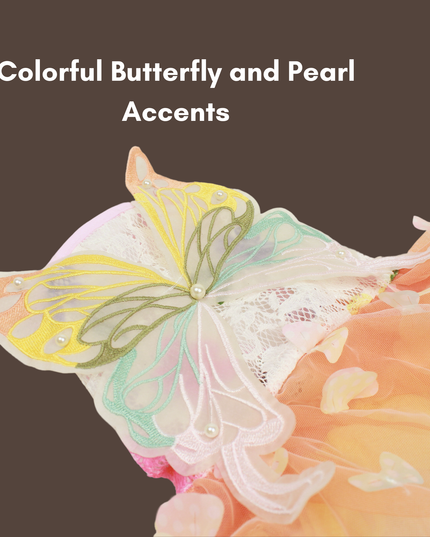 Rainbow Butterfly for Pets – Adjustable Tulle Skirt with Pearl Accents