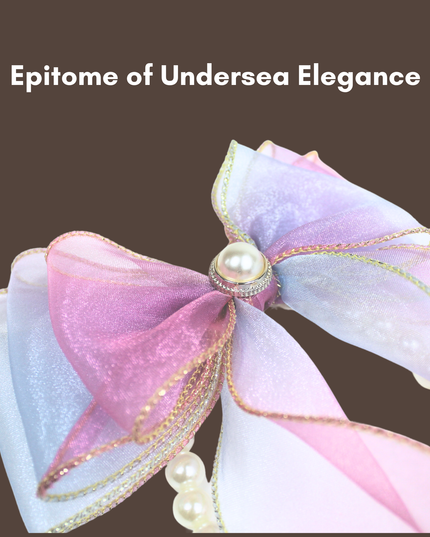 Mermaid's Dream Pearl & Gold Silk Ribbon Bow Collar