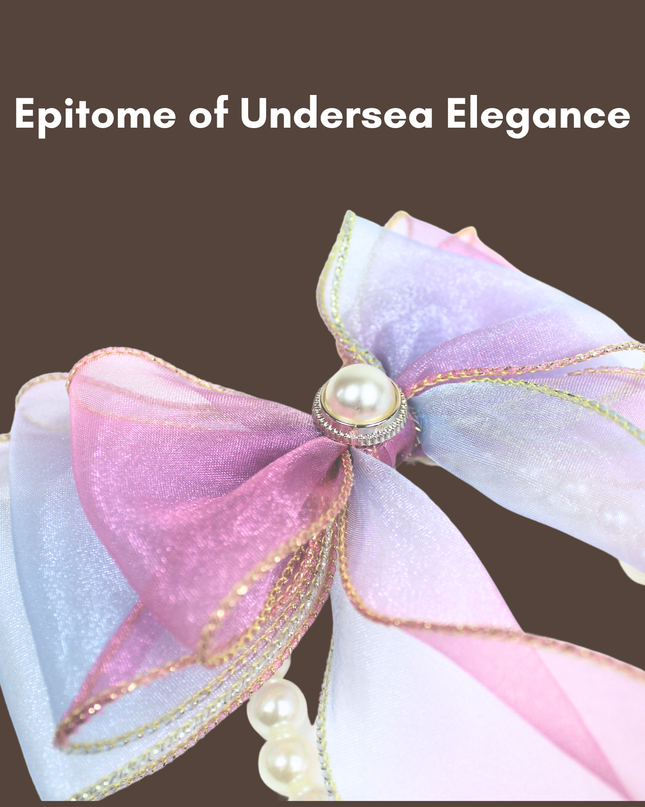 Mermaid's Dream Pearl & Gold Silk Ribbon Bow Collar