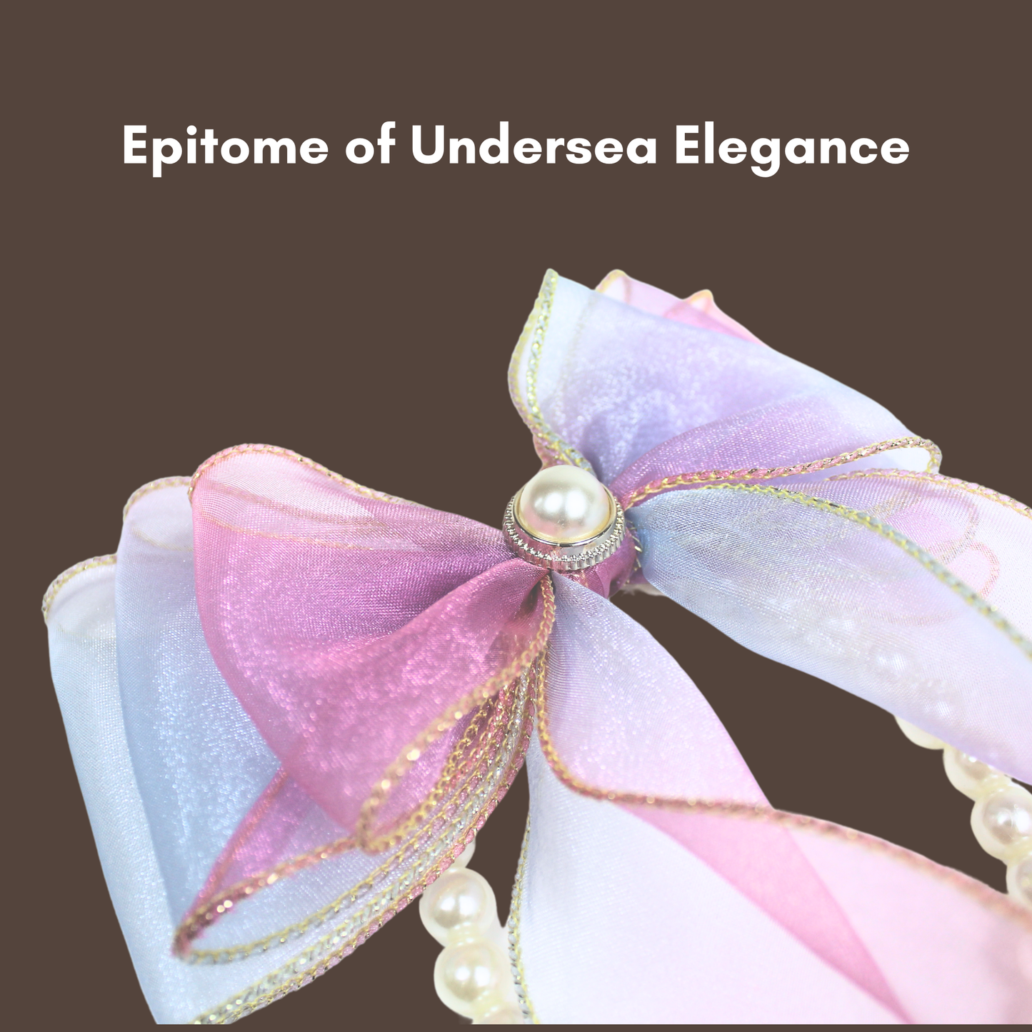Mermaid's Dream Pearl & Gold Silk Ribbon Bow Collar