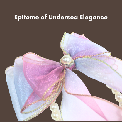 Mermaid's Dream Pearl & Gold Silk Ribbon Bow Collar