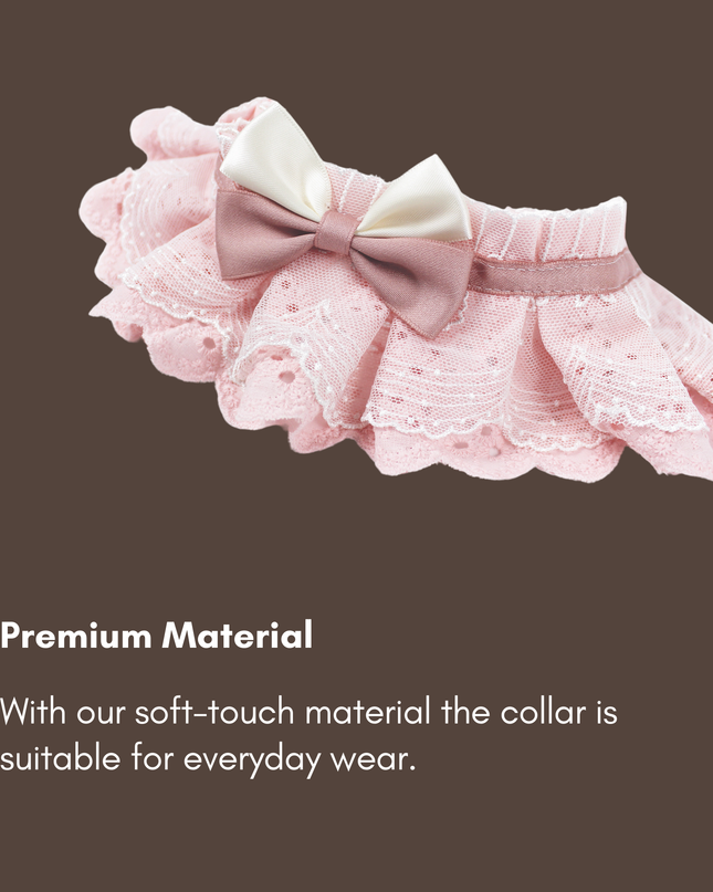 Coral Pink Embroidered Cotton Ruffle Lace Princess Collar