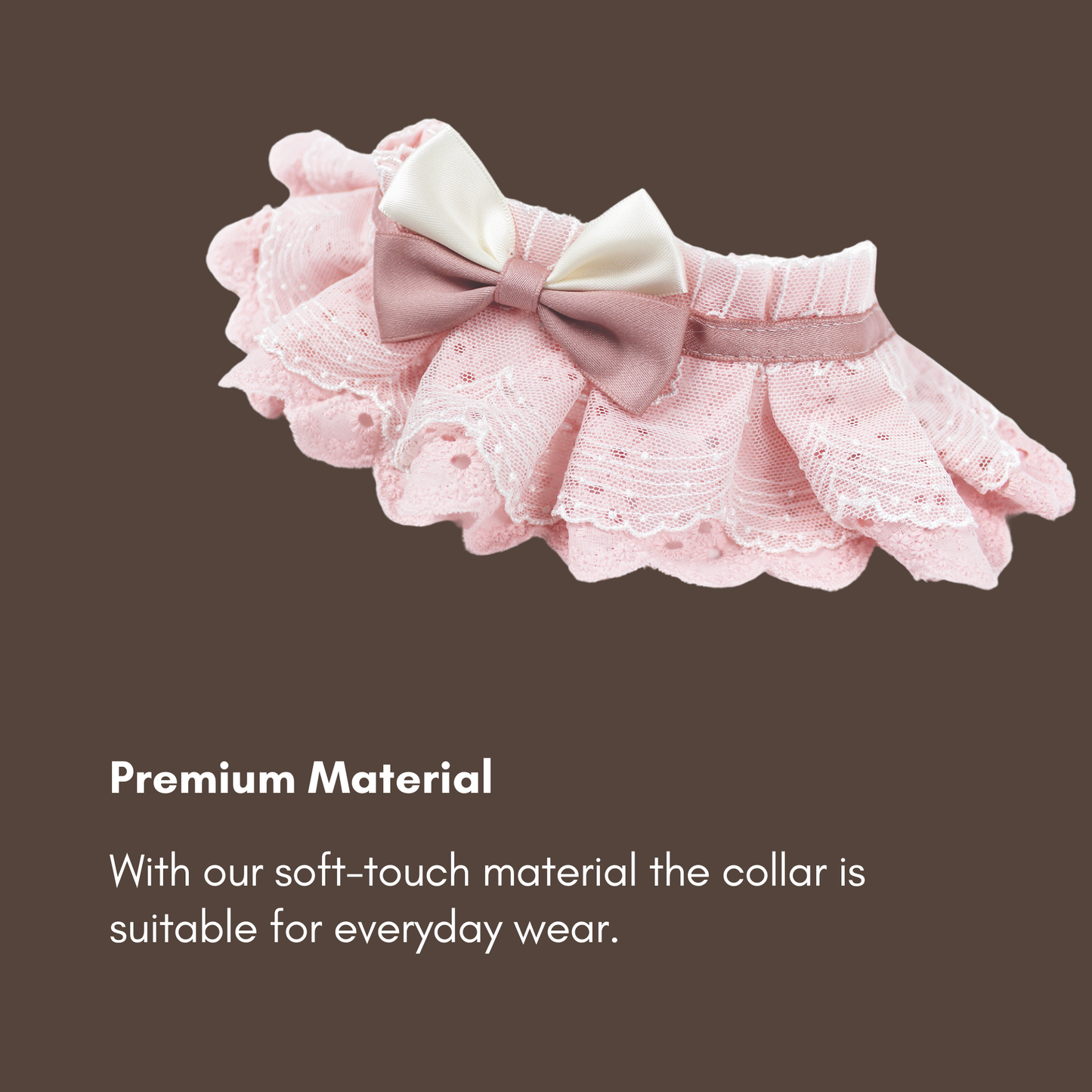 Coral Pink Embroidered Cotton Ruffle Lace Princess Collar