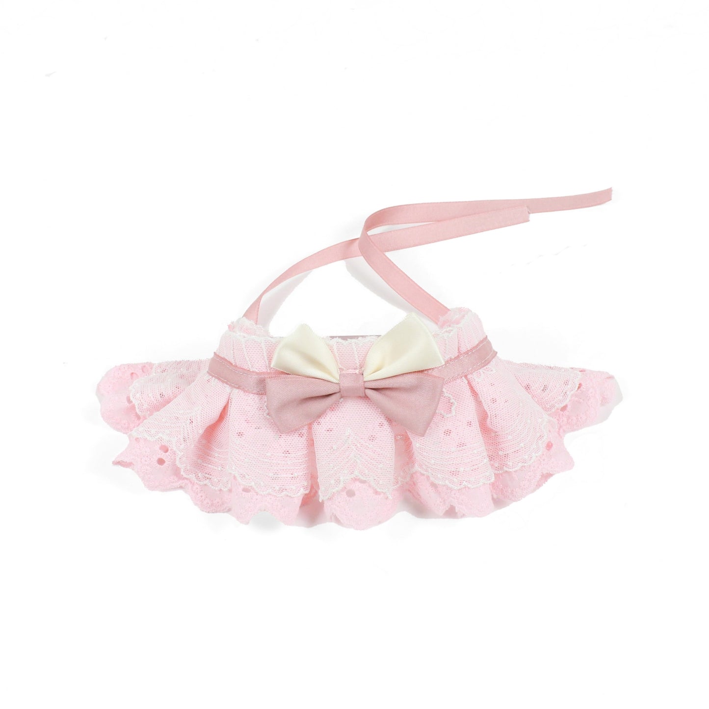 Coral Pink Embroidered Cotton Ruffle Lace Princess Collar