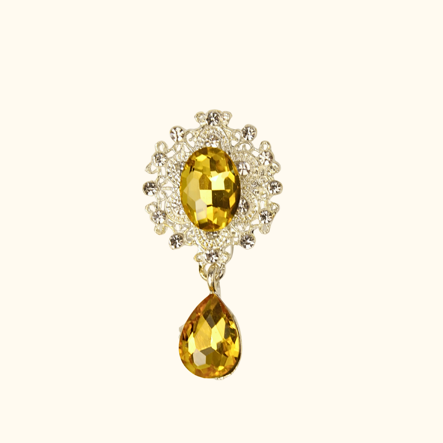 Interchangeable Vintage Emerald Green Brooch with Teardrop Pendant