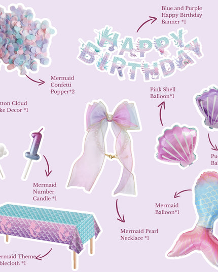 Mermaid Purple Fantasy - Cat and Dog Birthday Party Kit