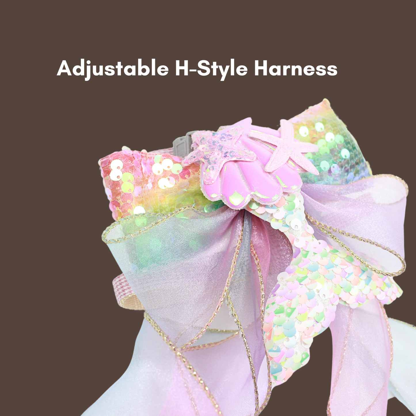 Mermaid Ribbon Leash with Adjustable H-Style Harness