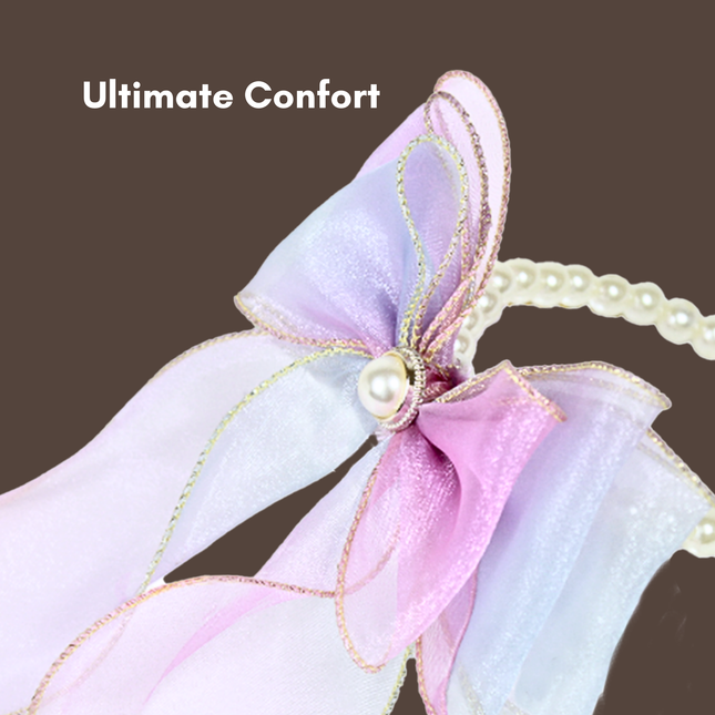 Mermaid's Dream Pearl & Gold Silk Ribbon Bow Collar