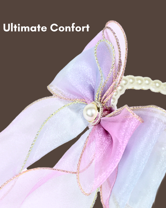 Mermaid's Dream Pearl & Gold Silk Ribbon Bow Collar