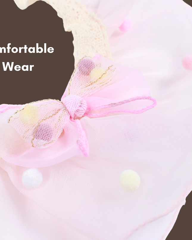 Cherry Blossom Pink Cotton Lace & Tulle Ruffled Collar