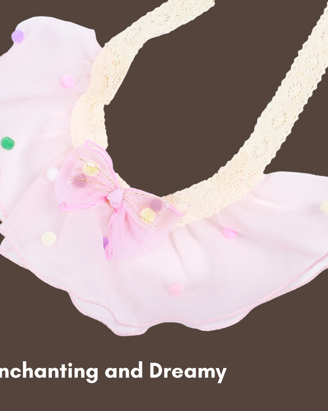 Cherry Blossom Pink Cotton Lace & Tulle Ruffled Collar
