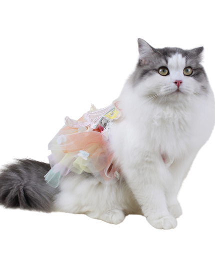 Rainbow Butterfly for Pets – Adjustable Tulle Skirt with Pearl Accents