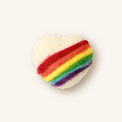 Handmade Wool Rainbow Heart Cat Toy