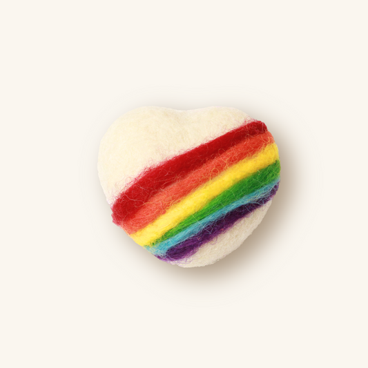 Handmade Wool Rainbow Heart Cat Toy