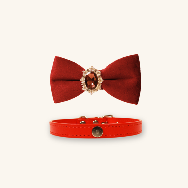 MoriCat Christmas Red Bowtie and Collar Set for Cats