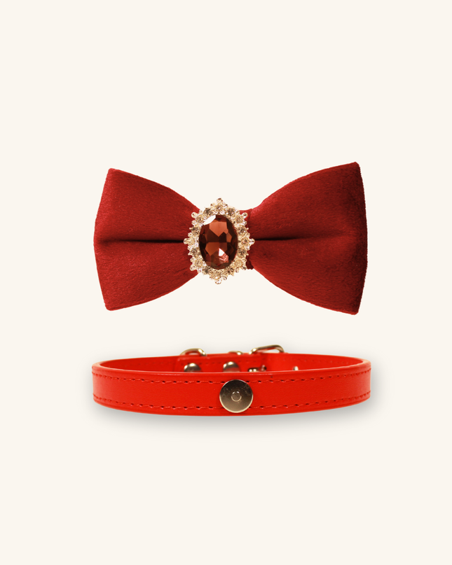 MoriCat Christmas Red Bowtie and Collar Set for Cats