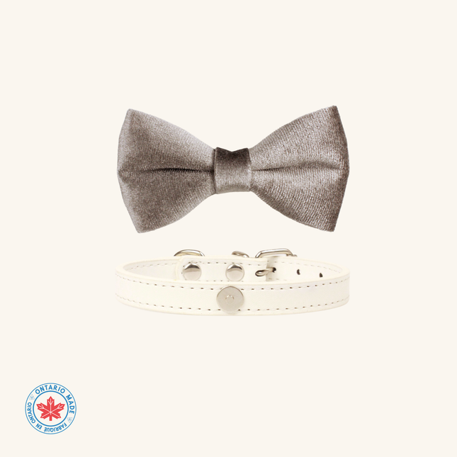 MoriCat Silver Bowtie and Collar Set for Cats