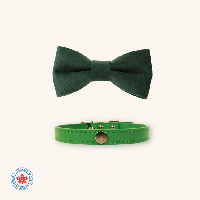 MoriCat Green Bowtie and Collar Set for Cats