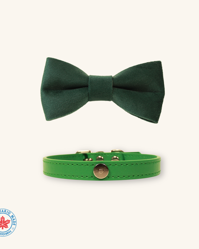 MoriCat Green Bowtie and Collar Set for Cats