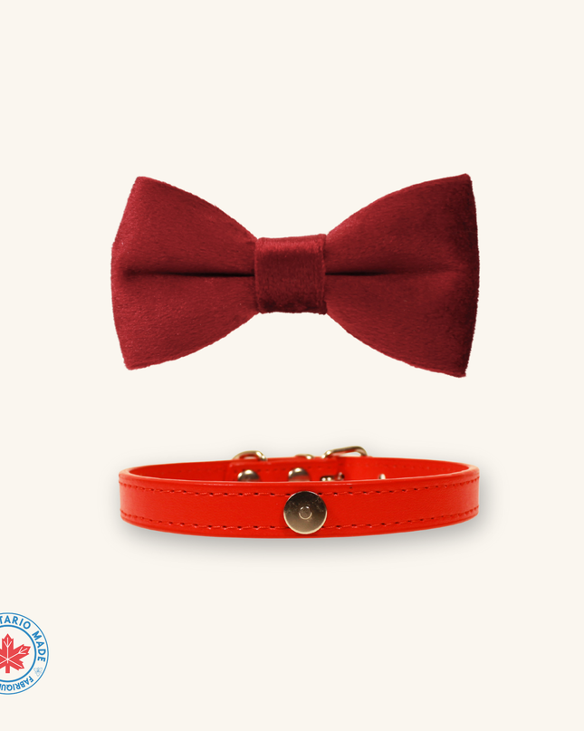 MoriCat Red Bowtie and Collar Set for Cats
