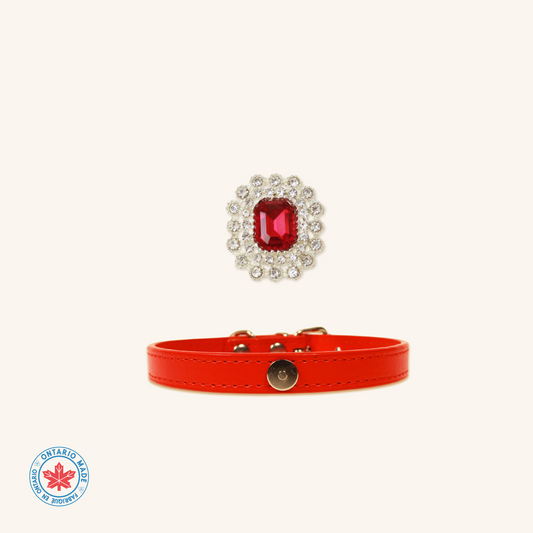 Red Luxury Cat Collar with Halo Gem Charms