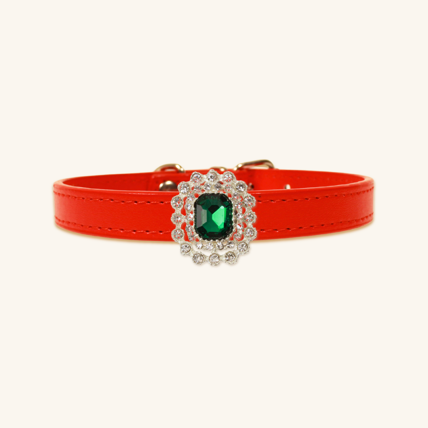 Red Luxury Cat Collar with Halo Gem Charms