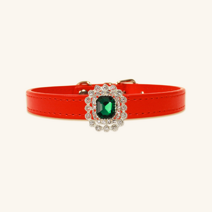 Red Luxury Cat Collar with Halo Gem Charms