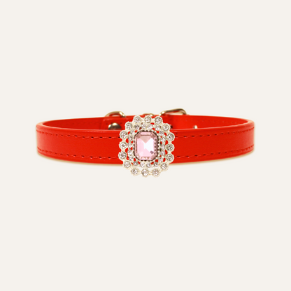 Red Luxury Cat Collar with Halo Gem Charms