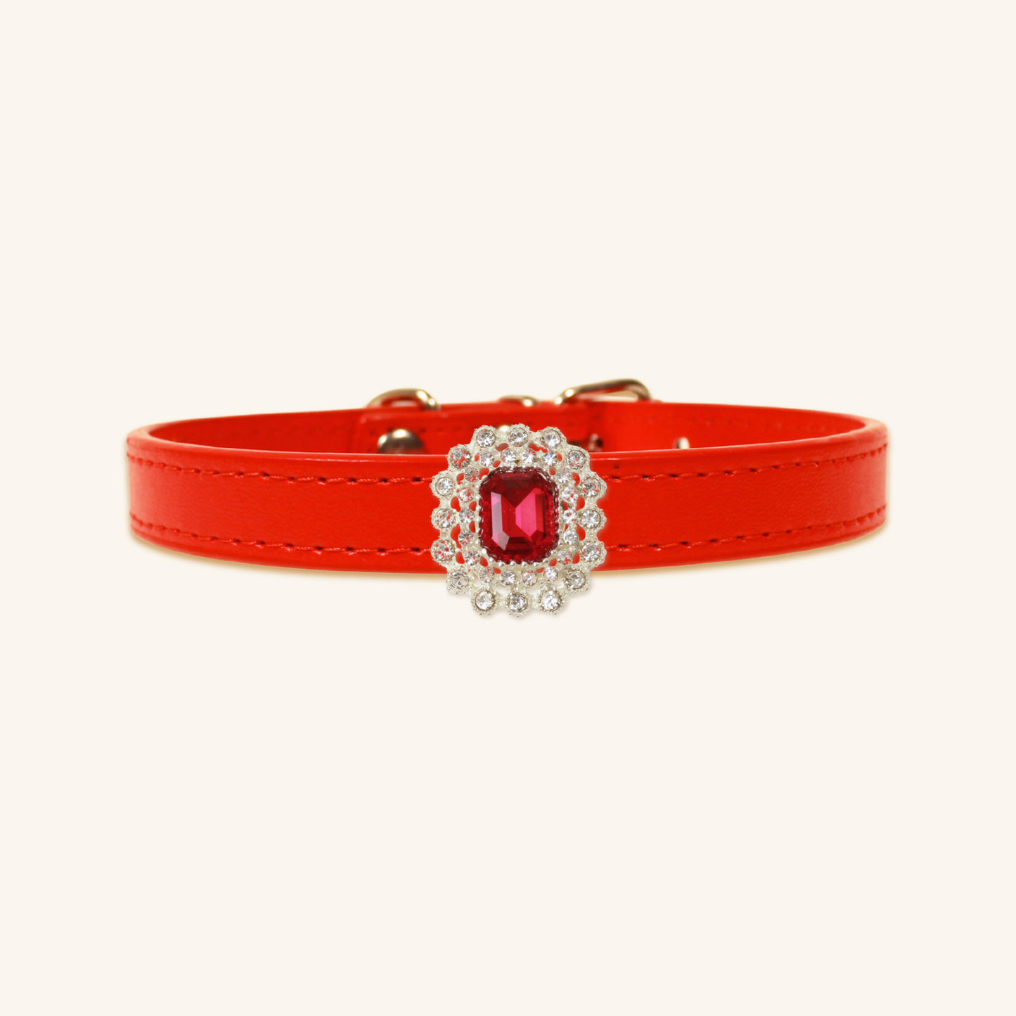 Red Luxury Cat Collar with Halo Gem Charms