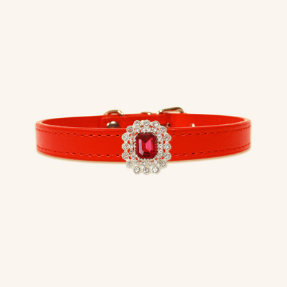 Red Luxury Cat Collar with Halo Gem Charms
