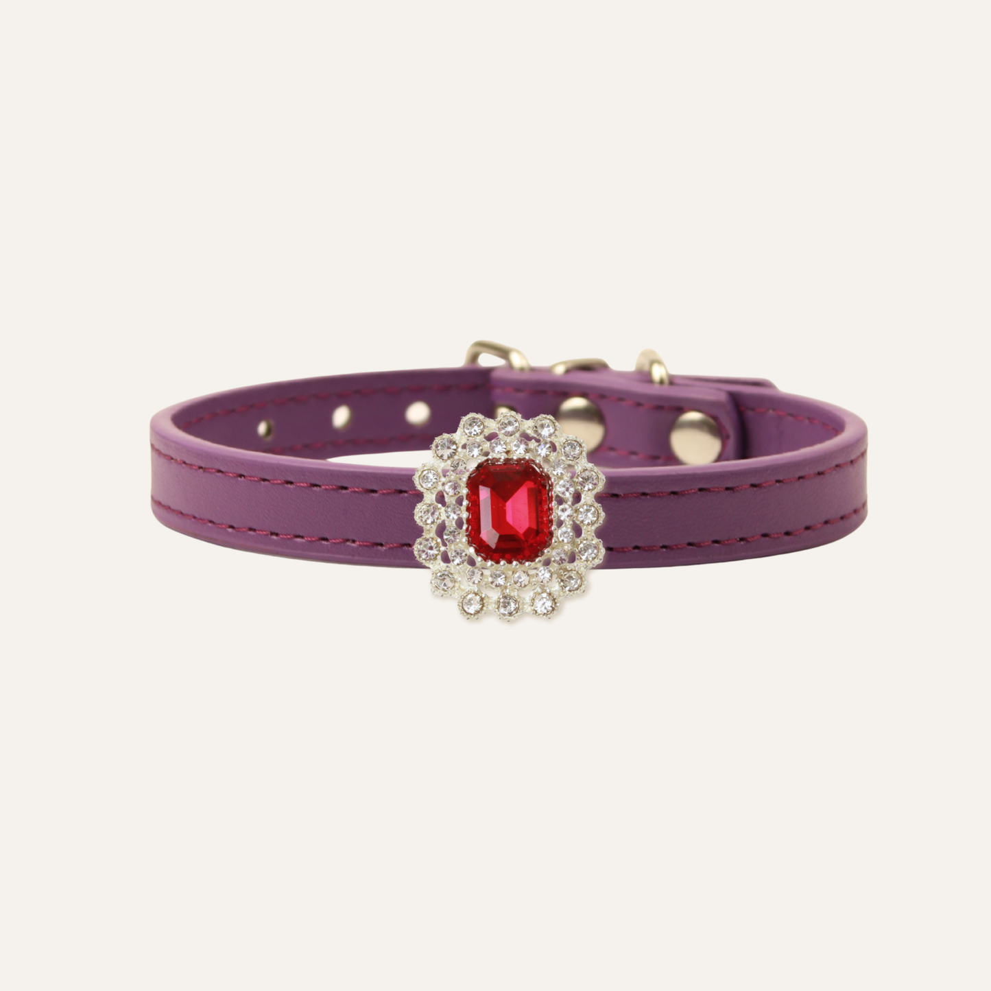 Purple Luxury Cat Collar with Halo Gem Charms